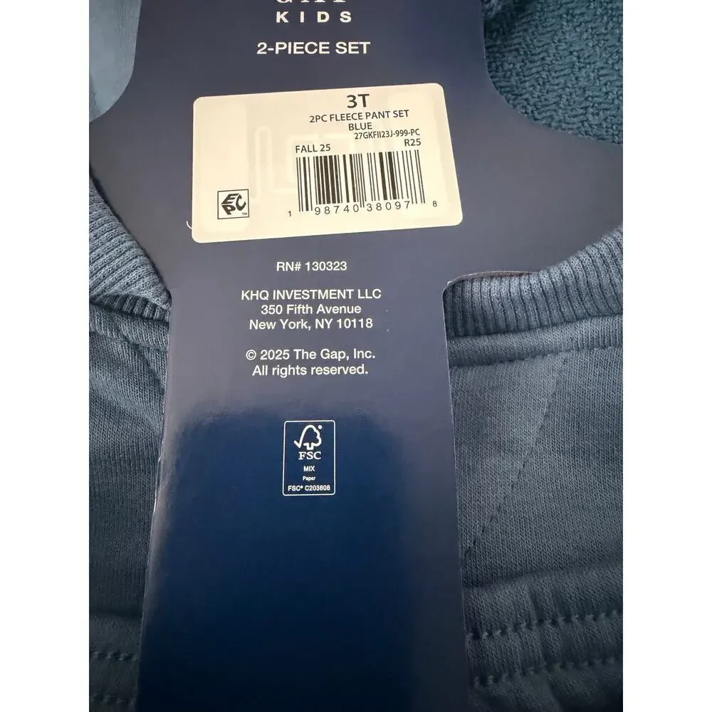 NWT Gap Boys Blue Dinosaur Fleece 2 Piece Sweatshirt Sweatpant Set Size 3T